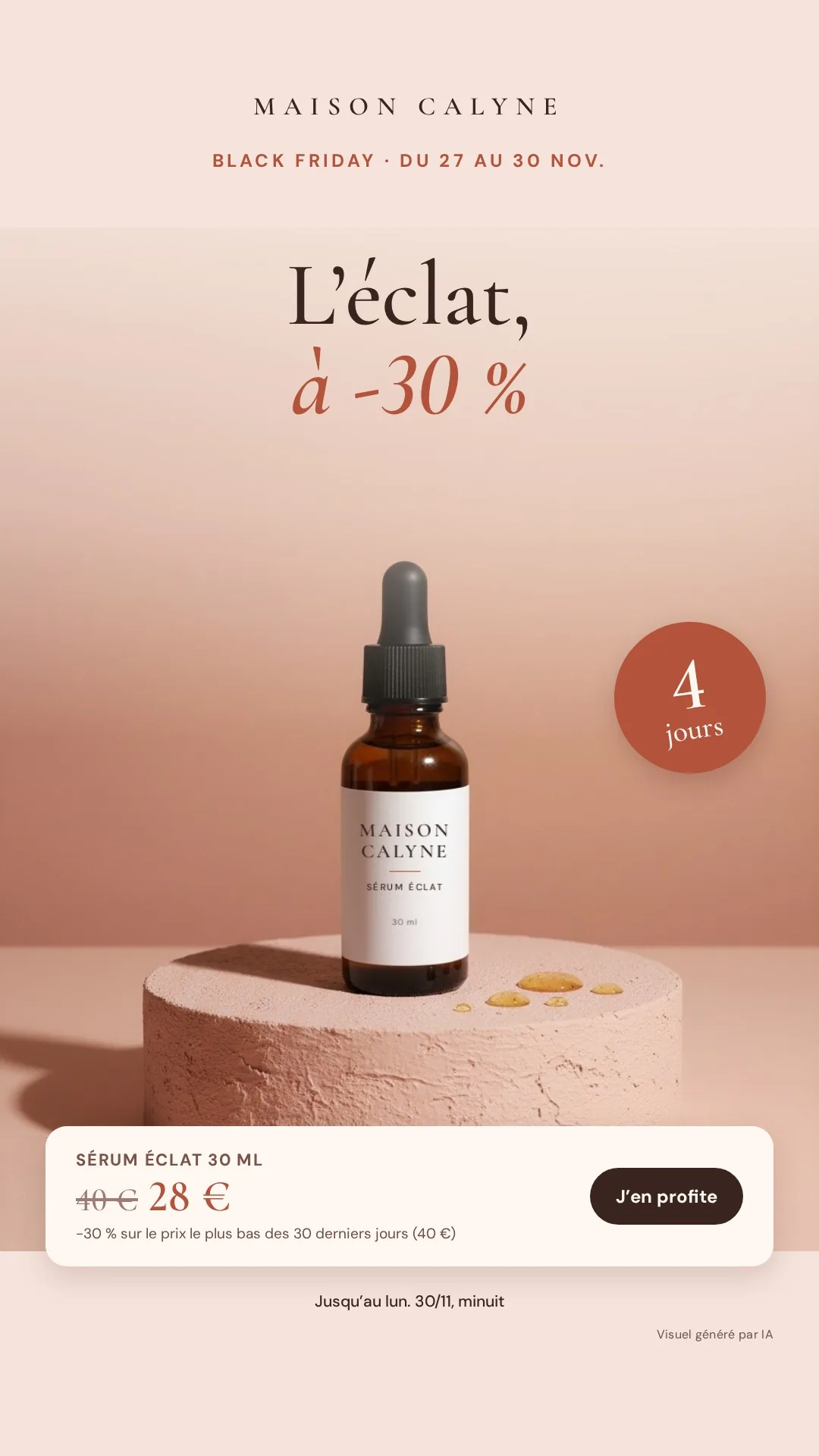Pub Maison Calyne, sérum à -30 %, format 9:16